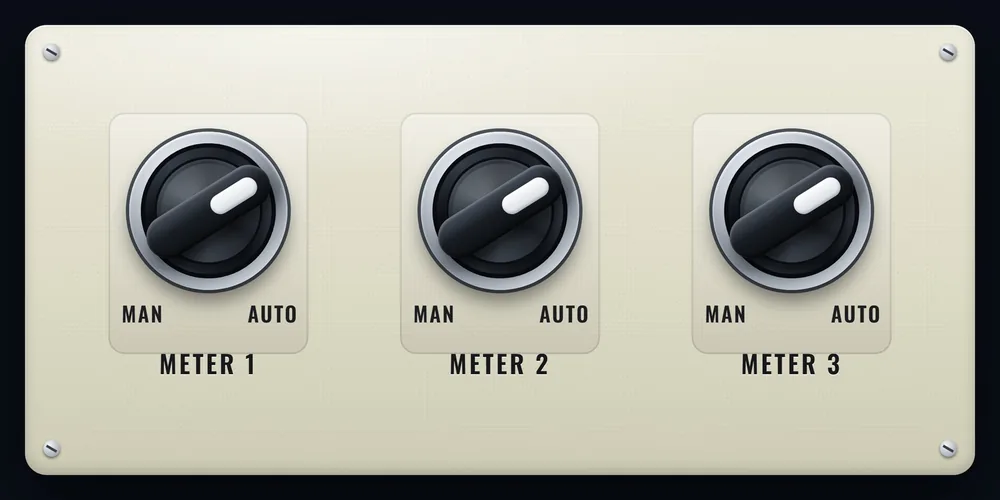 The manual / auto selector switches on the front panel