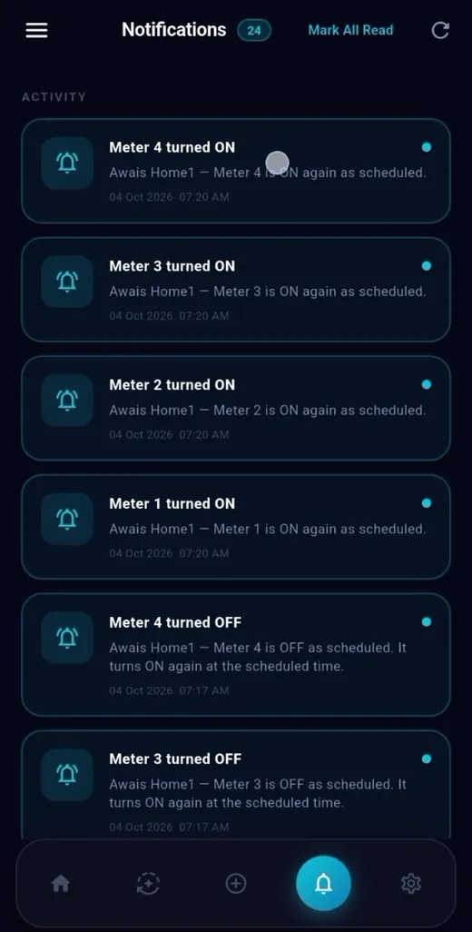 Instant alerts — TeqHome app screen